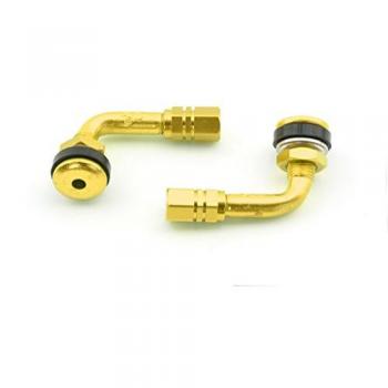 Kit de 2 Válvulas Curvada Schrader 90° Anodizadas para Moto - Color Oro - Código 100D - EAN 8430525144736