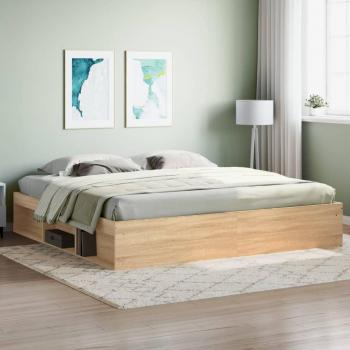 Estructura de cama Roble Sonoma 200x200 cm Vidaxl Marrón