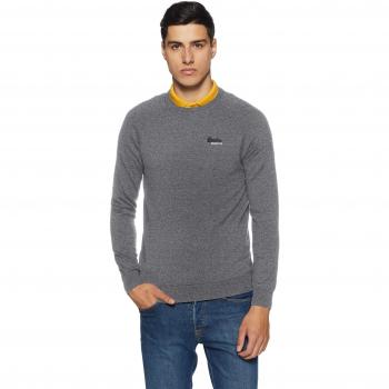 Superdry Orange Label Cotton Crew, Sudadera Deportiva para Hombre, Gris