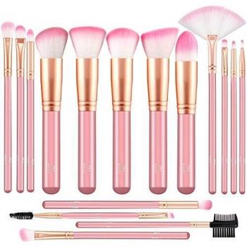 Brochas de maquillaje FILY DUAIU 16PCs Pinceles de maquillaje rubor, contorno, base, corrector, sombra de ojos