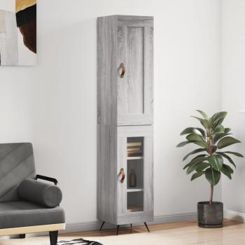 Aparador alto de madera contrachapada gris Sonoma 34,5x34x180 cm vidaXL