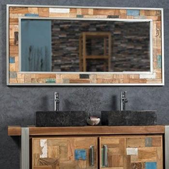Espejo Grande para Baño Wanda Collection Madera y Metal 140 x 70 Estilo Industrial