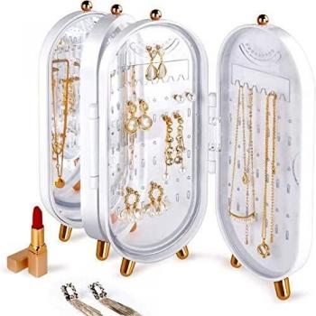 LEcyLanker Joyeros Plegable,Organizador Joyas con Espejo,Gran Capacidad
