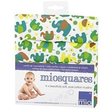 Bambino Mio Elephant Parade - Muselinas, 70 x 70 cm, pack de 4 unidades