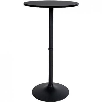 Mesa Alta Redonda de Bar Ø 60 cm con Tablero de Madera y Estructura de Metal Negra