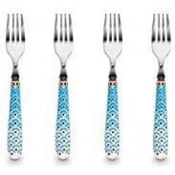Pip Studio 51060013 - Juego de 4 tenedores para tartas, diseño floral, color azul