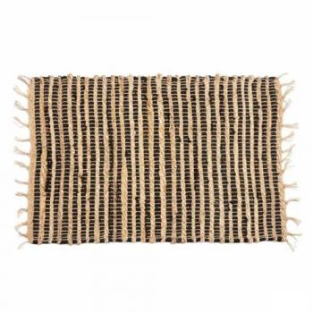 Alfombra Negro Natural Rayas 60 x 1 x 90 cm (12 Unidades)