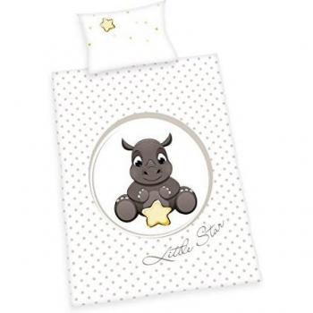 Ropa de Cama Rinoceronte 100x135 cm - Juego de Sábanas para Bebés, Incluye Funda de Almohada 40x60 cm, Diseño Unisex