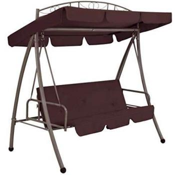 Convertible Outdoor Swing Bench with Canopy Coffee Color