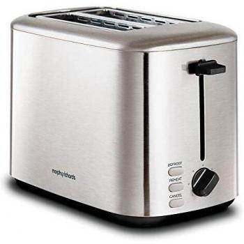 Tostadora Morphy Richards 222067 800 W - Tostadora de dos ranuras, potencia de 800 W, función de descongelación, ajuste de tostado variable, bandeja recogemigas extraíble, diseño moderno en