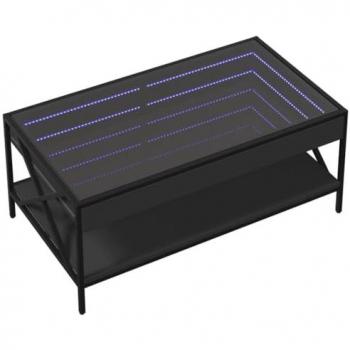 Mesa de centro con Infinity LED negro 90x50x38 cm, mesita de Centro, Mesa Auxiliar, Mesa de salón, mesita, mesita de sofá, mesita Decorativa