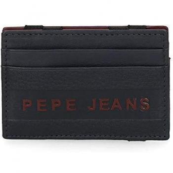 Pepe Jeans Raise Billetero con tarjetero Azul 9,5x6,5x1 cms Piel