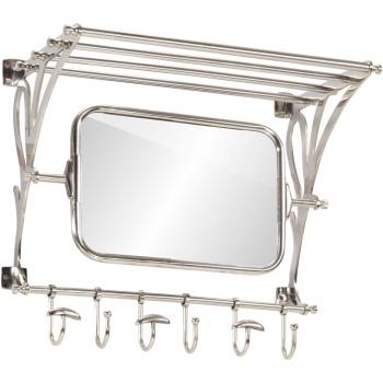 vidaXL Wall Mounted Aluminium Luggage Rack with Coat Hangers & Mirror