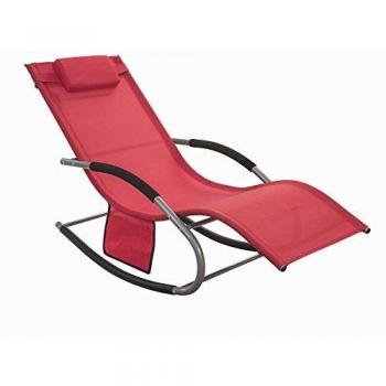Silla Mecedora de Jardín Ergonométrica con Reposapiés - Hamaca Tumbona Roja