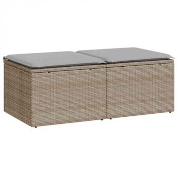 Set de Sofás de Jardín y Cojines 2 Piezas Ratán Sintético Acacia Beige