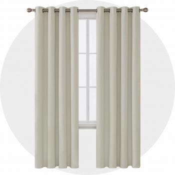 Deconovo Cortinas Opacas con Aislamiento Térmico Cortina para Habitación con Olloas 2 Unidades 140 x 290 cm Beige Claro