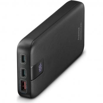 Hama Powerbank 20000 mAh con Power Delivery 3.0 y Quick Charge 3.0, 2x USB-C, 1x USB-A, LiPo Anthracita