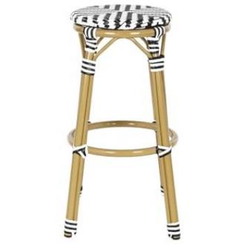 Taburete Bicolor Home ESPRIT de Metal y Ratán Sintético 39,5 x 39,5 x 74,5 cm