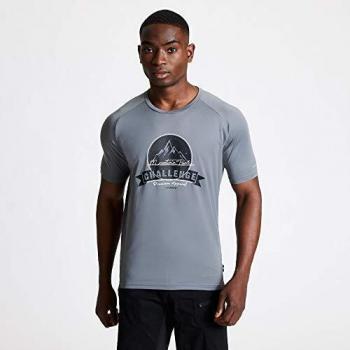Dare2b Righteous II-Camiseta para Deporte Activo, Tejido Ligero De Secado Rápido Y con Detalles Estampados Reflectantes T-Shirts/Polos/Vests, Hombre, Aluminium Grey, M