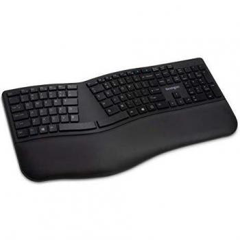 Teclado Inalámbrico Ergonómico Kensington Pro Fit Ergo QWERTY UK, Dual 2.4 GHz y Bluetooth 4.2, Compatible con Chrome OS, macOS y Windows, Negro