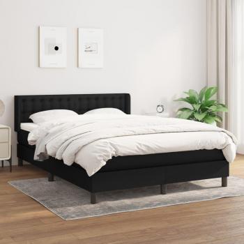 Cama Boxspring de Muelles con Colchón Negro 140x190 cm en Tela