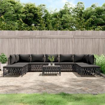 vidaXL 10-Piece Anthracite Steel Garden Lounge Set with Cushions