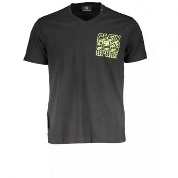 Plein Sport Black Cotton V-Neck T-Shirt - M