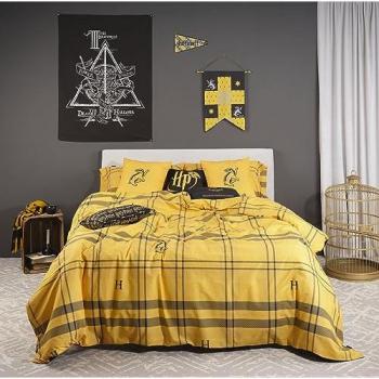 Funda Nórdica Harry Potter Hufflepuff Amarillo 240 x 220 cm Cama de 150/160 con botones, 175 hilos, 100% algodón