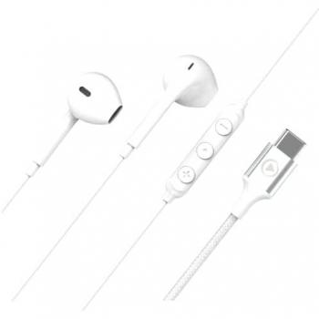 BIG BEN Force Play Auriculares Alámbricos Dentro de Oído Llamadas/Música USB Tipo C Blanco