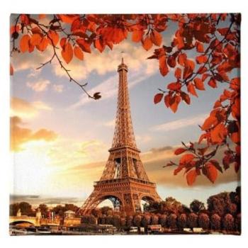 Impresión sobre Lienzo Torre Eiffel 01, Poliéster Multicolor, Marco de Madera, 60x3x60 cm
