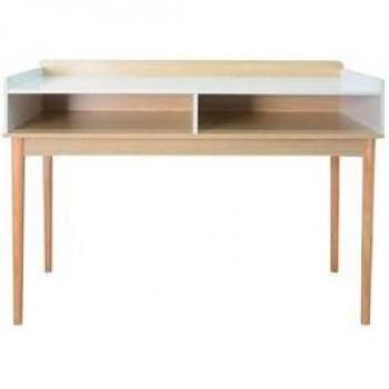 Mesa Consola Twin Thinia Home con Diseño Minimalista y 2 Organizadores en Color Natural/Blanco