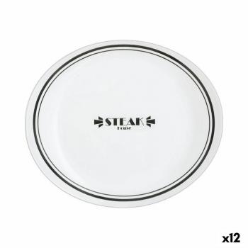 Plato Llano Luminarc Friends Time Bistro Carne Blanco/Negro Vidrio Ø 30 cm (12 Unidades)