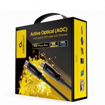 Gembird CCBP-HDMI-AOC-30M-02 Cable HDMI de Alta Velocidad con Óptica Activa AOC, Ethernet, Tipo A, 30 metros, Negro