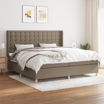 Cama Box Spring con Colchón Tela Gris Taupe 200x200 cm