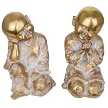 Figuras Decorativas Budas Signes Grimalt - Modelo 10, Set de 2 Unidades, Dorado, Dimensiones: 11x11x18cm