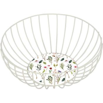 Cesta de Varilla Versa Sansa Flores Metal Acero Madera MDF (28 x 11 x 28 cm)