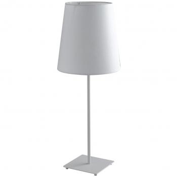 Lámpara de mesa Elvis, 1 bombilla, metal, pantalla redonda cónica blanca de tela, dimensiones 24x63.5 cm