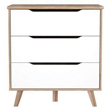Vankka 3-Drawer Chest of Drawers in Oak and White (80 x 42 x 86.3 cm)