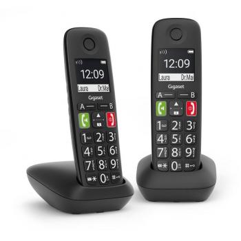 Gigaset E290 - Teléfono Fijo Inalámbrico con Teclas Grandes - Perfecto para personas mayores - Pantalla de Alta Visibilidad - Manos Libres - Compatible con audífonos - Pack de 2 Unidades
