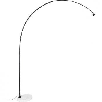Lámpara de arco XXL moderna orientable negra y blanca sin pantalla, acero/mármol, adecuada para LED