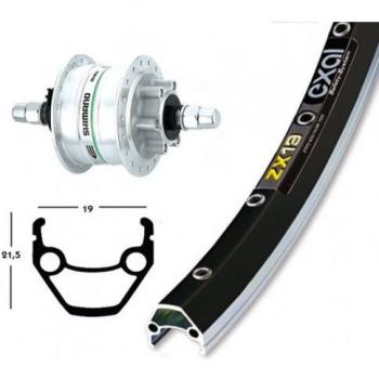 Rueda Delantera 28 Shimano DH3D30 Exal ZX 19 Negra con Discos y 36 Agujeros