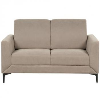 Sofá Loveseat Retro 2 Plazas Tapizado en Tela Poliester Color Taupe con Patas Negras Fenes