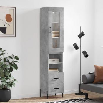 Aparador de madera contrachapada gris hormigón 34,5x34x180 cm vidaXL