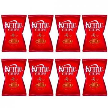 Kettle Chips Patatas Fritas con Picante Dulce y Crema Agria - Paquete de 8 x 150 gr - Total: 1200 gr