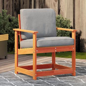 Silla de jardín madera maciza de pino cera marrón 62x56x77 cm