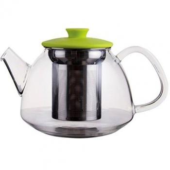 Laroom Tetera, Vidrio-304 Acero Inoxidable-Silicon Lid, Verde