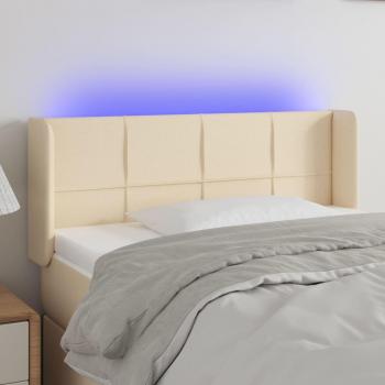 Cabecero de Cama con LED Tapizado en Tela Crema 103x16x78/88 cm