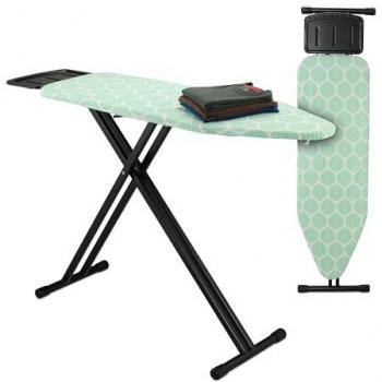 Tabla de Planchar Plegable Relaxdays para Plancha de Vapor, 123 x 39 cm, Regulable en Altura, Estante, Verde/Negro, 80% Acero 5% Plástico 15% Alg