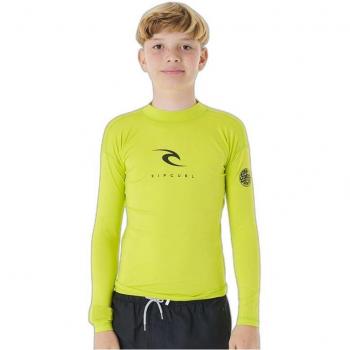 Rip Curl Corps L/S Rash Vest Niño Licra de Surf Verde/Amarillo 14 Años