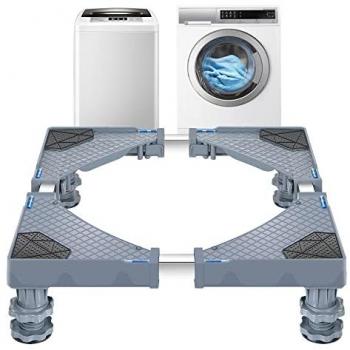 Pedestal para Lavadora Marklohe con 4 Patas de Acero Inoxidable y Plástico, Base Ajustable 10-13 cm - Gris